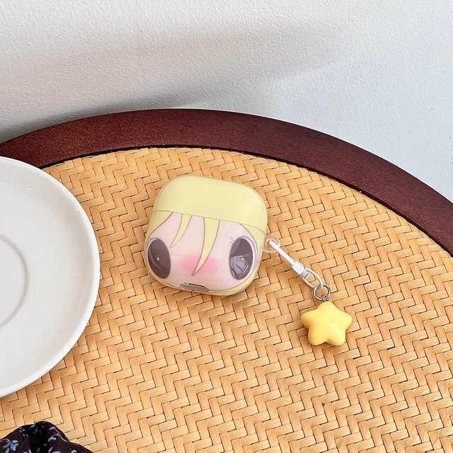 Stoßfeste Huawei FreeBuds 6i SE 3 2 Clip 2 Schutzhülle mit gelbem Cartoon-Mädchen-Design und glänzendem Sternenanhänger - Bild 1