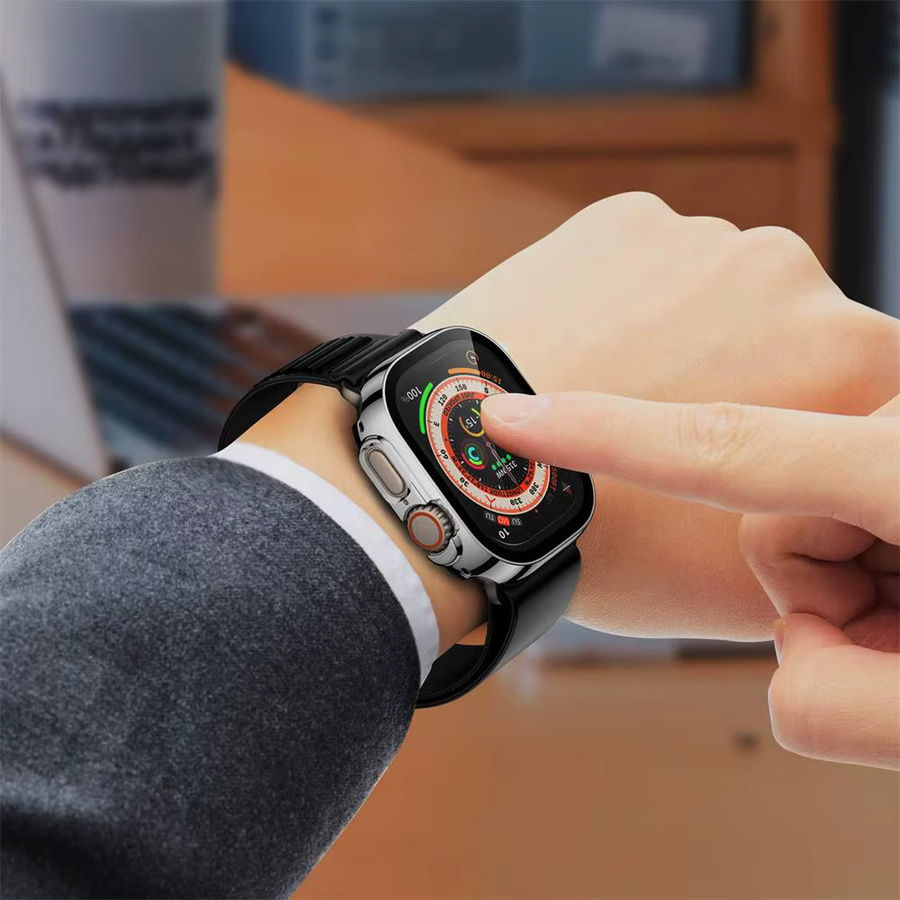 RMUTANE Displayschutzfolie für Apple Watch, gehärtetes Glas, Schwarz - Bild 4