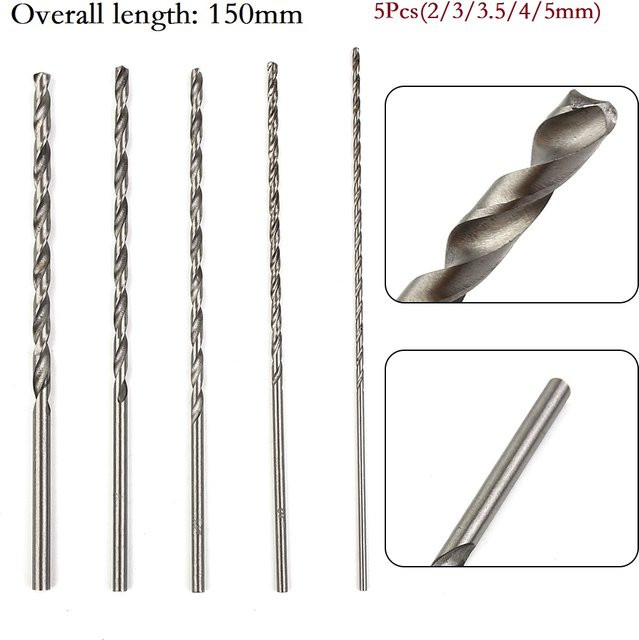 VIBRATITE 5-teiliges Schnellarbeitsstahl-Bohrer-Set für Holz und Aluminium, Durchmesser: 2 mm, 3 mm, 3,5 mm, 4 mm, 5 mm - Bild 1