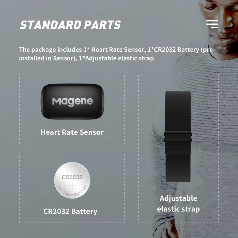 Magene H64 Herzfrequenzsensor mit Brustgurt in Schwarz, Dual Mode ANT+ und Bluetooth für Fahrradcomputer wie Wahoo und Garmin - Bild 3