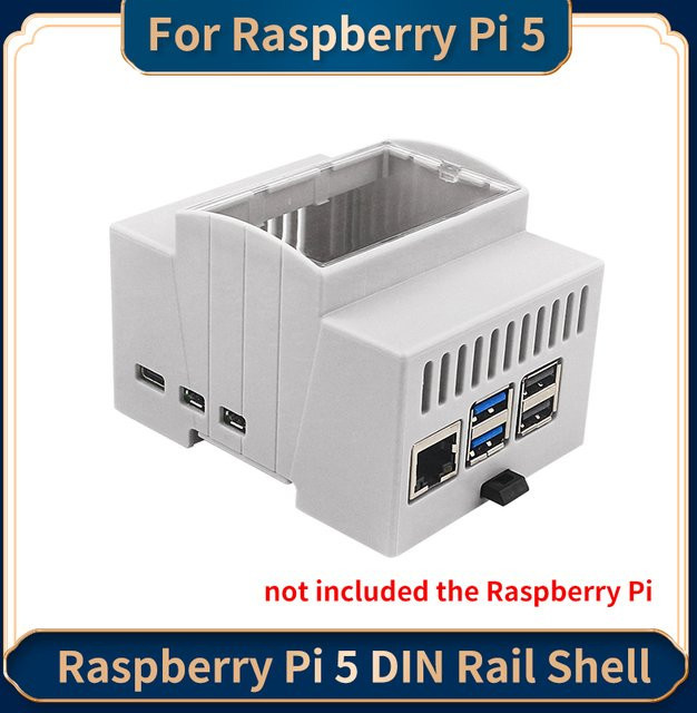 Caturda Raspberry Pi 5 ABS Gehäuse mit optionalem Lüfter und Aluminium Kühlkörper für die DIN-Schiene - Bild 1