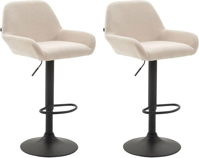 DELUKE Barhocker DUBLIN 2er Set, Barstühle mit Lehne aus Stoff und Kunstleder, Creme und Schwarz, drehbar 360 Grad - Bild 1