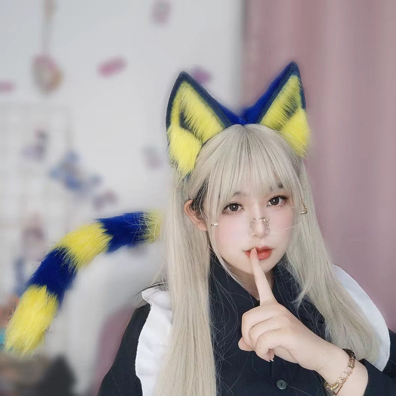 Ankha Katzenohren-Haarreif mit Schwanz, Tier-Cosplay-Kostüme, Zubehör - Bild 2