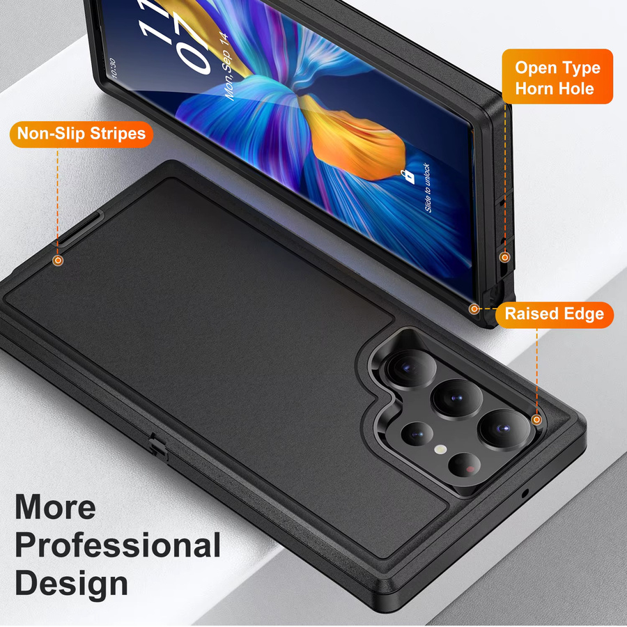 Clucy 3-in-1 Hybrid-Rüstung Stoßfeste Defend-Hülle für Samsung Galaxy S25 Ultra S24 S23 Plus Ultra S22 S23FE in Schwarz oder Blau - Bild 6