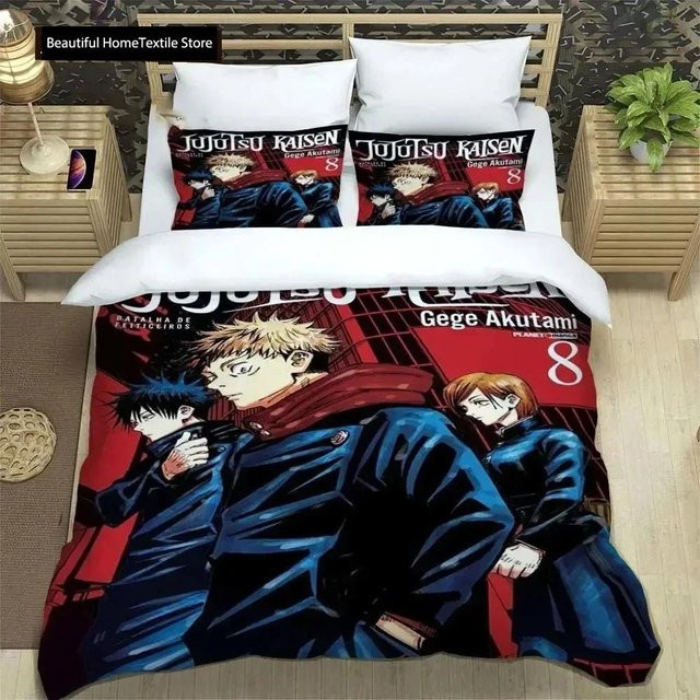 Jujutsu Kaisen Anime Bettwäsche-Set mit 3-teiligem Bettbezug und Kissenbezug in Multicolour, B/H: 133 x 70 cm - Bild 1