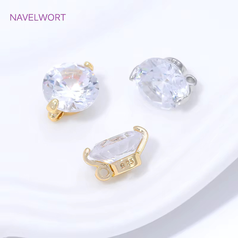 Navelwort Anhänger Messing, 14K vergoldet, Zirkonia, Unisex - Bild 1