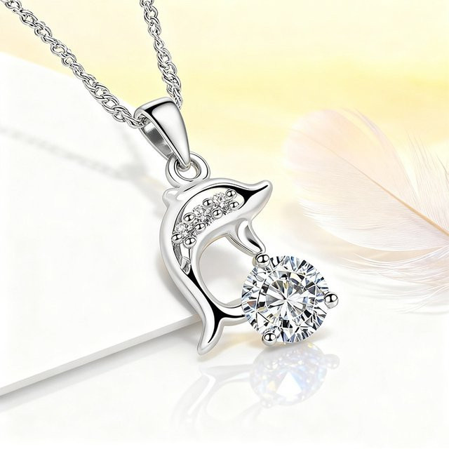 SAY Halskette 925 Silber, Zirkonia, Delfin-Anhänger, Damen - Bild 1