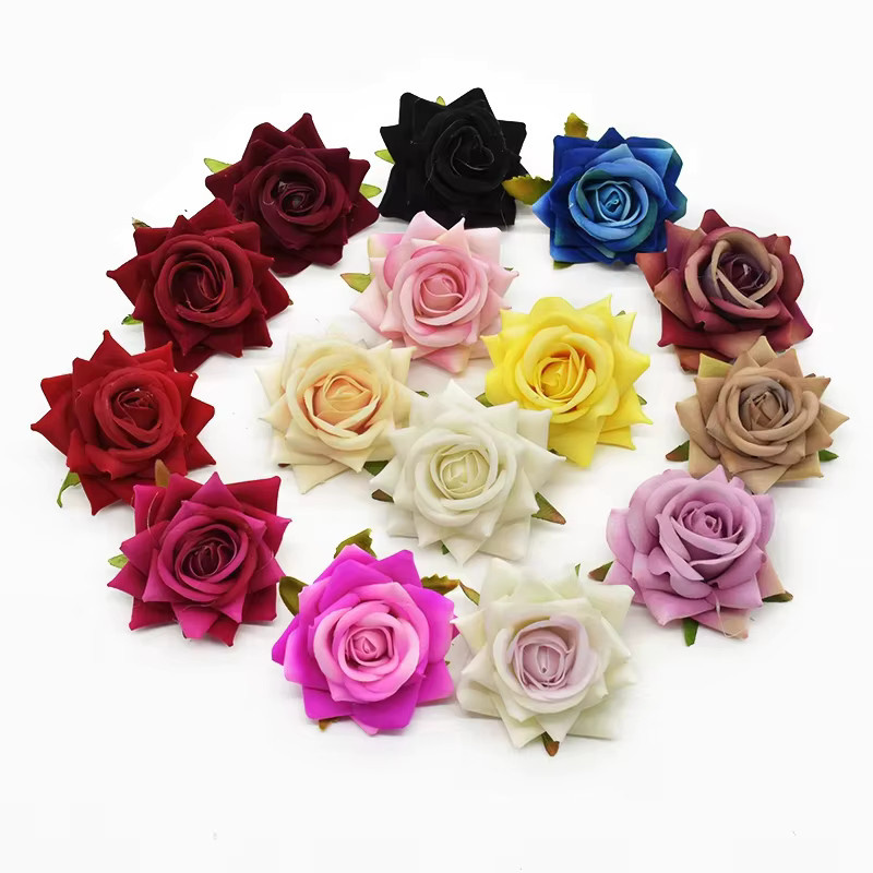 Künstliche Flanell-Rosenköpfe in Multicolour für Hochzeit und Tischdekoration, 10 Stück - Bild 2