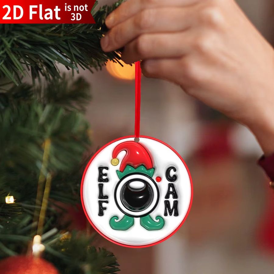 DUTRIEUX Weihnachtsschmuck Elfenkamera aus Acryl mit rotem Band, 2D flacher Baumschmuck für deine Weihnachtsdekoration - Bild 3