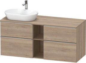 Duravit Waschtischunterschrank D-Neo in Beige Matt mit Schubladen und offenen Regalfächern, Wandmontage, Breite: 140 cm, Tiefe: 55 cm, Höhe: 66,4 cm - Bild 1