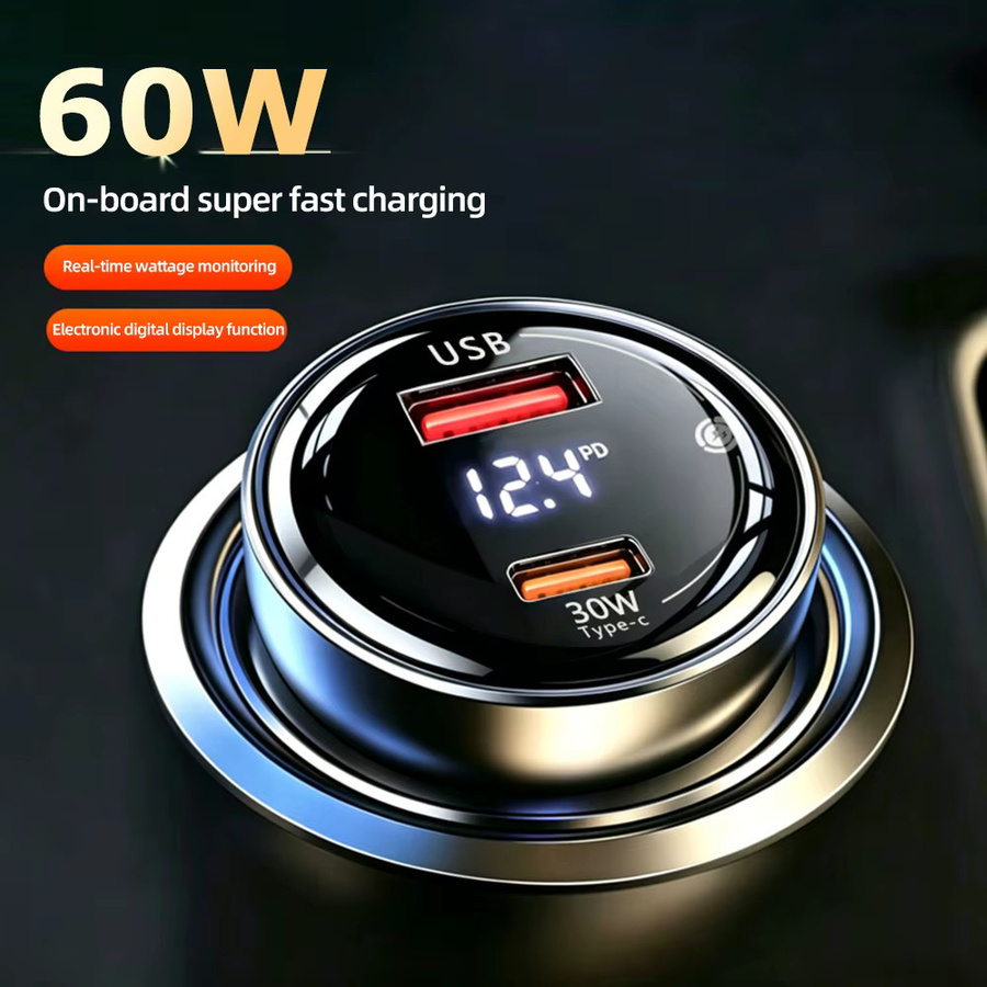 Kebidumei 55W Auto-Schnellladegerät mit 2 Anschlüssen PD 30W USB-C und 22,5W für iPhone, Samsung und Xiaomi - Bild 2