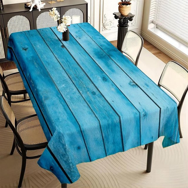 Wasserdichte Tischdecke JINGYUE Pet in Meerblau mit Holzmaserung, rechteckig, B/T: 140 x 140 cm - Bild 1