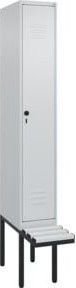 C+P Spind Classic PLUS Garderobenschrank mit Sitzbank, 1 Abteil, Lichtgrau, B/T/H: 212,0 x 30,0 x 81,5 cm - Bild 1