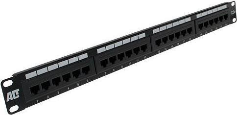ACT Patchpanel 24-Ports CAT5E UTP ungeschirmt in Schwarz mit RJ-45 Anschlüssen - Bild 1
