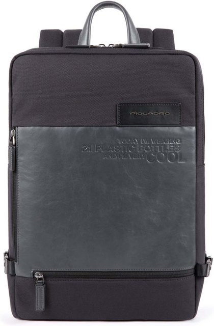 Piquadro Ade Großer Laptoprucksack aus recyceltem Stoff in Schwarz - Bild 1