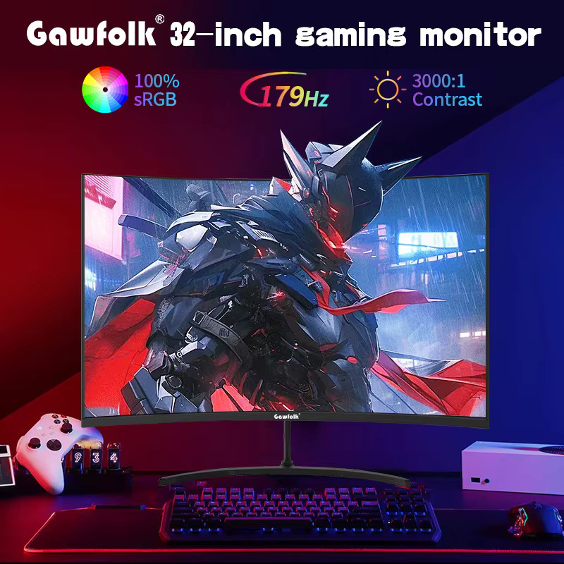 Gawfolk GF320I Gaming-Monitor 32 Zoll 2K QHD 179Hz 1800R Gebogener Ultra-High-Definition-Bildschirm in Schwarz - Bild 3