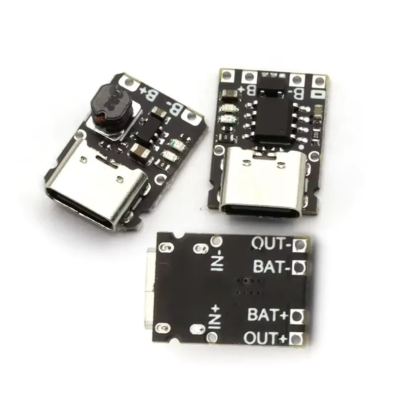 TP4057 USB-C Lithium-Batterie Ladeplatine mit Temperaturschutz, 1A Ladestrom, Schwarz - Bild 2