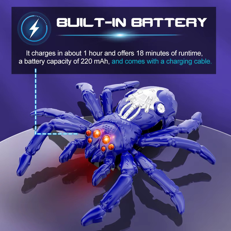 Bandai Ferngesteuerte Wandkletter-Spinne, Elektrisches Kinderspielzeug, mit 360-Grad-Rotation, LED-Lichtern - Bild 3