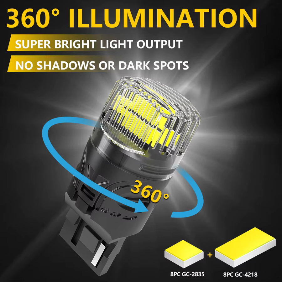 Katur 2er-Set T20 7440 W21W LED Ultrahelle Rückfahrscheinwerfer in Weiß 12V - Bild 2