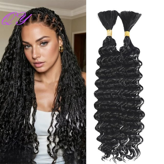 IQRYR WIG Haarverlängerung, 24 Zoll, schwarz, tief gewellt, Damen - Bild 1