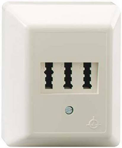 Rutenbeck AMS 1/2 NFU AP Telefondose Aufputz mit 2 Telefondosen und 1 Gerätedose in Pearl White - Bild 1