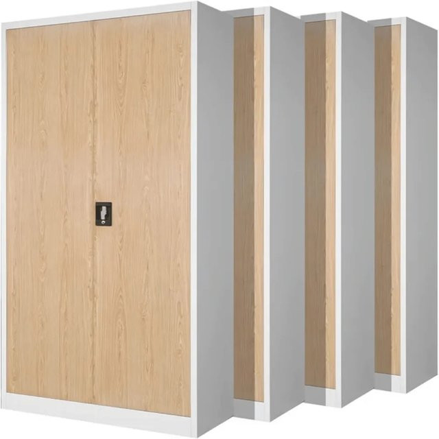 JAN NOWAK Aktenschrank 4er Set mit Schloss und verstellbaren Regalböden, Weiß-Sonoma Eiche, H x B x T: 195 x 90 x 40 cm - Bild 1