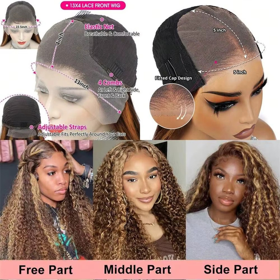 BUNGIOL Lace Front Perücke, tiefe Welle, 100 % Echthaar, HD Transparent 5x5 - Bild 4