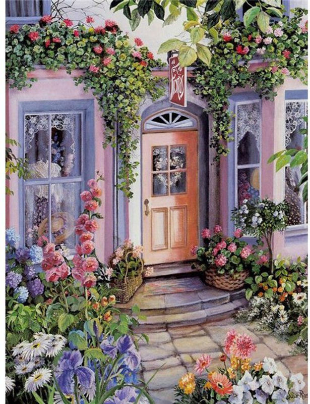 FIYO Diamond Painting Set Gartenlandschaft mit Blumen in Querformat, Mehrfarbig, B: 30 cm x H: 20 cm - Bild 1