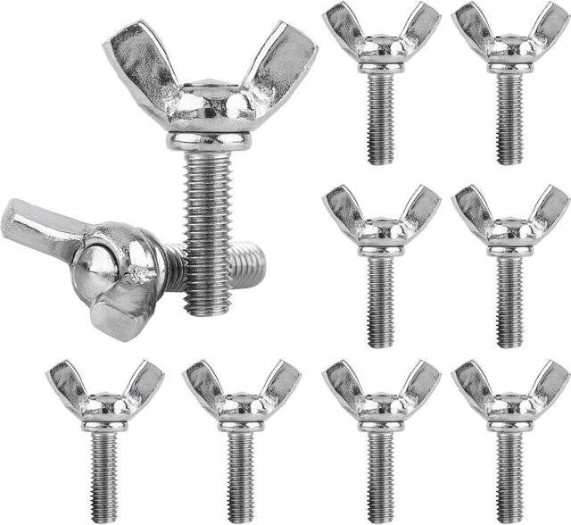 Musysh 10 Stück Flügelschrauben M5 aus Edelstahl A2-70 in Silber, Schraubenlänge 20 mm - Bild 1