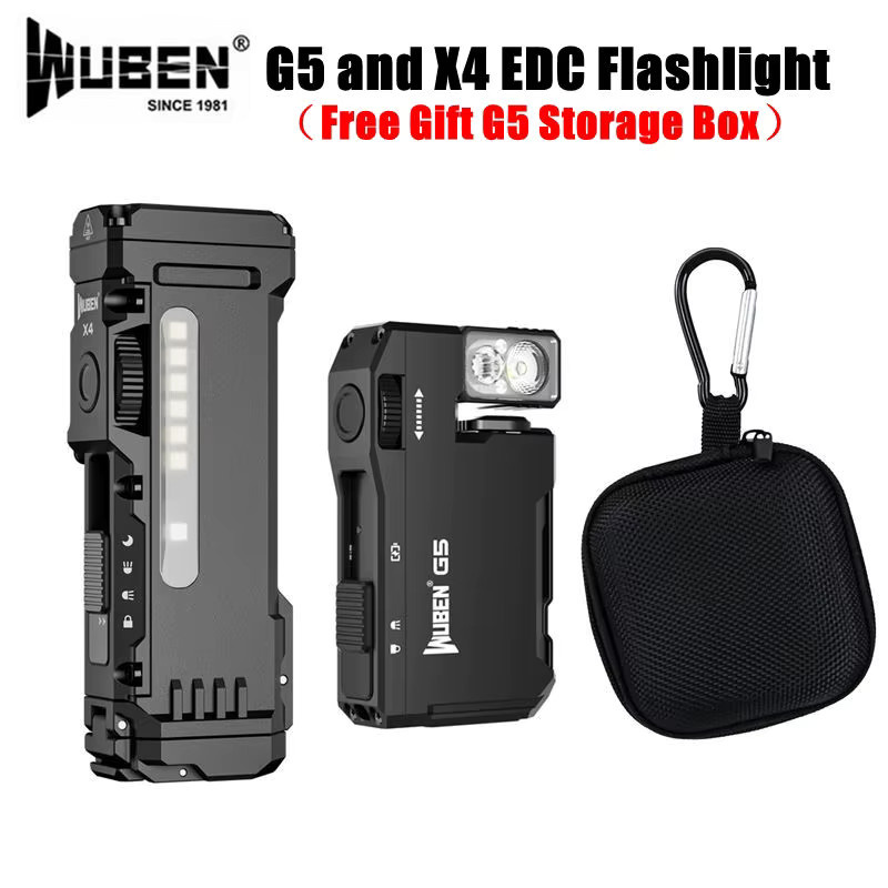 WUBEN G5 & X4 EDC Taschenlampe, wiederaufladbare LED-Taschenlampe in Schwarz mit RGB-Lichtern, wasserdicht und mit magnetischem Ende - Bild 6