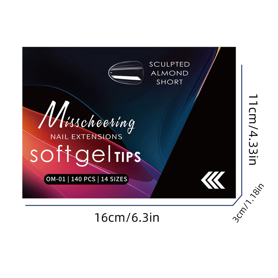 Misscheering Nagelaufkleber, 140 Stück, Mandel Quadrat, Transparent, Glänzend - Bild 5