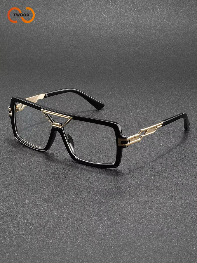 TWOOO Korrektionsbrille, quadratisch, Vollrand, Metall, Unisex, gold, black - Bild 2