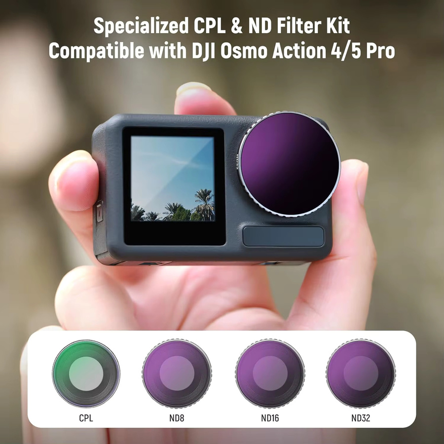 NEEWER 4er-Pack ND-Filter Set ND8 ND16 ND32 CPL für DJI Osmo Action 4 mit HD mehrfach beschichtetem optischem Glas - Bild 2