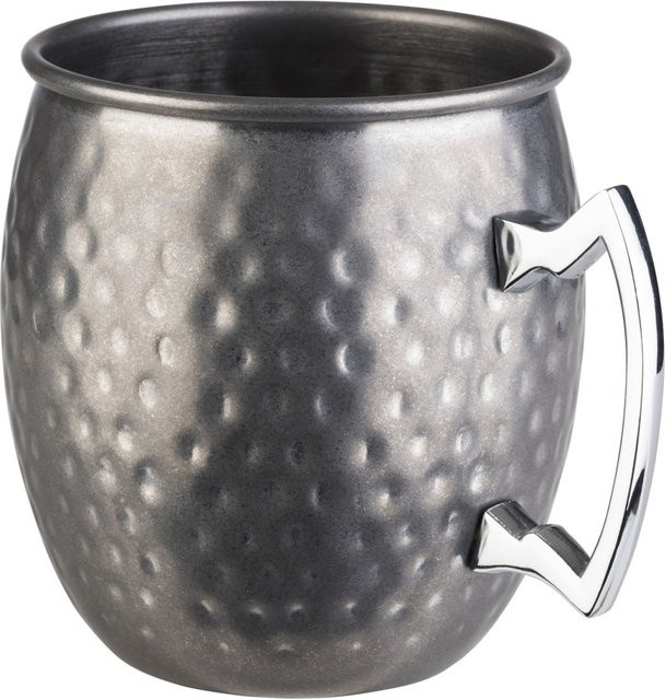 APS Moscow Mule Becher aus Edelstahl in Silber mit gehämmerter Oberfläche, 500 ml - Bild 1