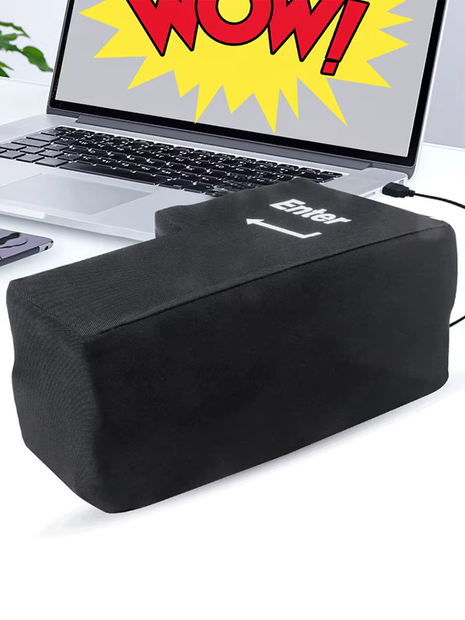 ALLOET Anti-Stress USB-Eingabetasten-Kissen für Programmierer, riesiger Tastaturknopf zur Entspannung, Schwarz - Bild 4