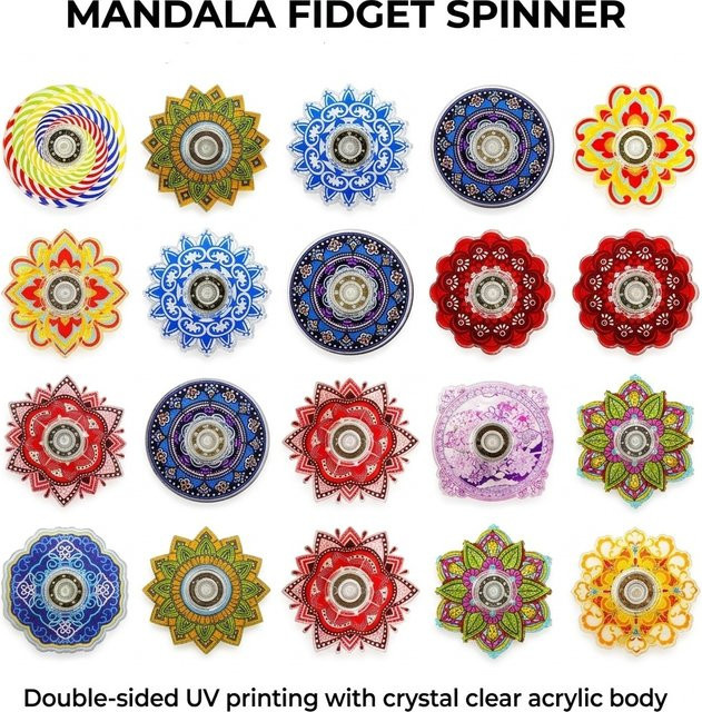 Meade Graffiti Retro Fingertip Spinner, Mini-Kreisel, multicolour, 12-teiliges Set - Bild 1