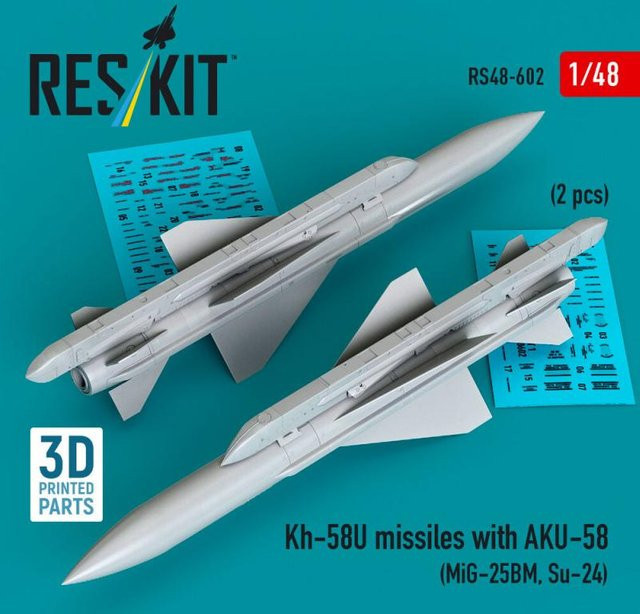 ResKit Models Kh-58U missiles mit AKU-58, 2-teiliges Set, 3D Printed - Bild 1
