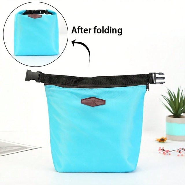 MTMA Isolierbeutel Lunchtasche in Blau, faltbare Bento-Tasche mit Aluminiumfolie als Kühl- und Frischebeutel für Picknick und unterwegs, B/H/T: 27,5 x 26,0 x 8,3 cm - Bild 1