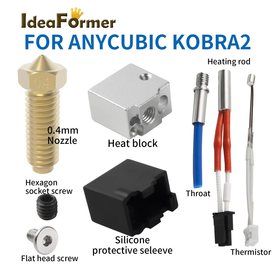 Anycubic Messing-Hartstahl-Vulkan-Düse für Kobra 2 Plus, 2 Max, 2 Neo und 2 Pro 3D-Drucker in Gold - Bild 3