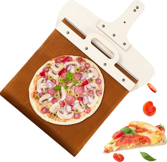 Willstar Pizzaschaufel mit abnehmbarem Holzgriff, antihaftbeschichtetes Pizzapaddel in Braun, Durchmesser: 30,0 cm - Bild 1