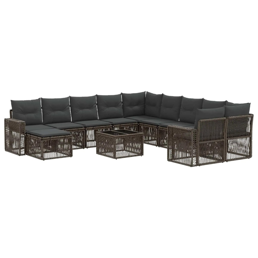 vidaXL Gartensofa-Set 12-tlg. aus Poly-Rattan in Grau und Anthrazit mit Polstern und Couchtisch für Garten und Terrasse - Bild 2