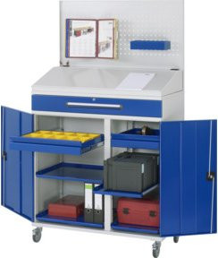 Rau Beistellschrank Stehpult 04T mobil mit Türen, Schubladen und Schloss, B/T/H: 110,0 x 52,0 x 189,5 cm - Bild 1