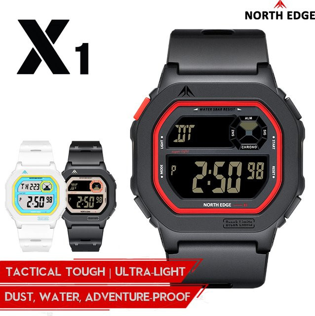 NORTH EDGE Digitaluhr, Eckig, Schwarz, Silikon, Unisex - Bild 1