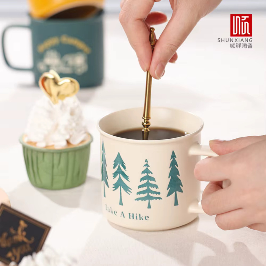 SHUNXIANG Retro Keramiktasse für Kaffee, Tee oder Milch - Bild 2