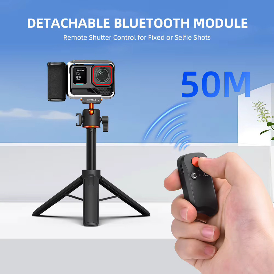 Flymile Kameragriff mit Bluetooth-Fernbedienung für Insta360 Ace Pro 2 und X5, Street Handle Fotografie-Zubehör, Schwarz - Bild 4