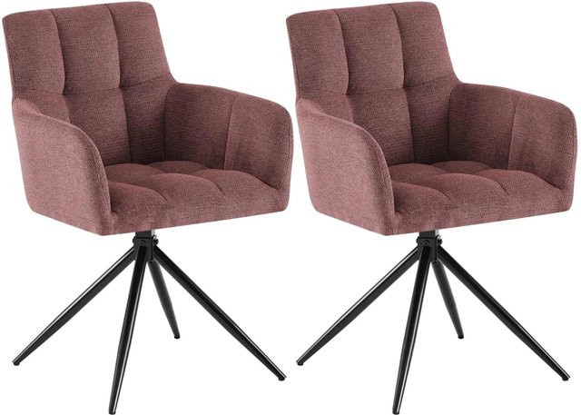 2er Set Esszimmerstühle DELUKE DEBAS aus Stoff in Rubinrot, B/T/H: 59 x 59 x 87 cm - Bild 1