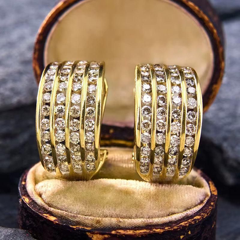 Huitan Ohrstecker, Zirkonia, Gold, Damen - Bild 2