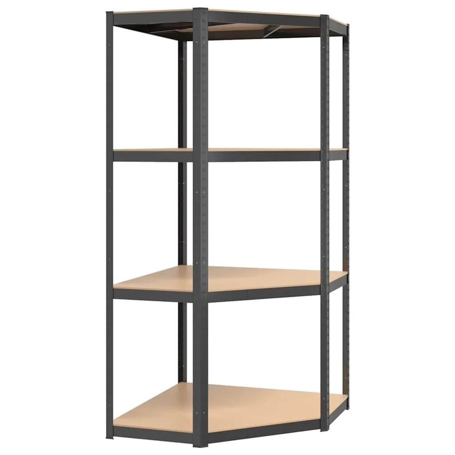vidaXL Eckregal mit 4 verstellbaren Böden in Anthrazit aus verzinktem Stahl und Holzwerkstoff, H: 160 cm, B: 75 cm, T: 75 cm - Bild 2