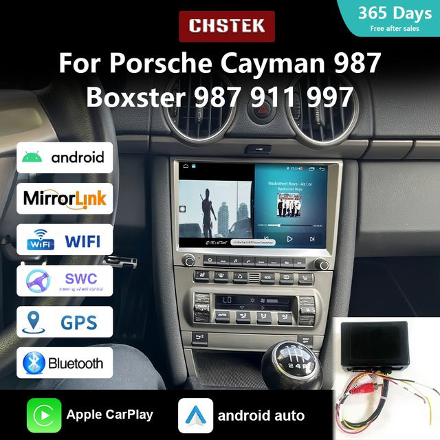 CHSTEK Android 13 Autoradio mit Carplay, GPS und 4G für Porsche 911 997, Boxster und Cayman 987 in Schwarz - Bild 1