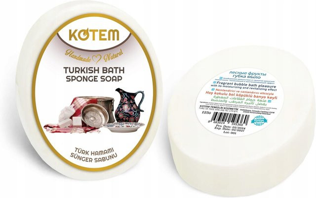 Kotem Naturseife mit Schwamm Türkisches Bad, 125g, Aloe Vera - Bild 1